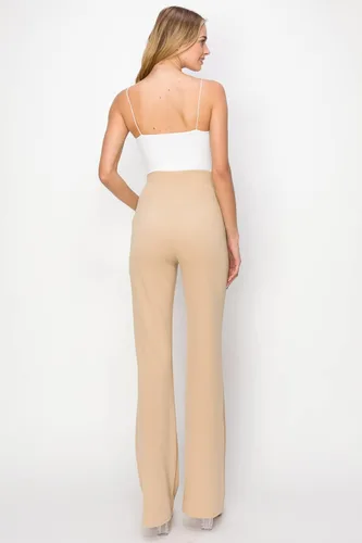Vista 6 de Sheismine Pantalones casuales de cintura alta para mujer con pierna ancha