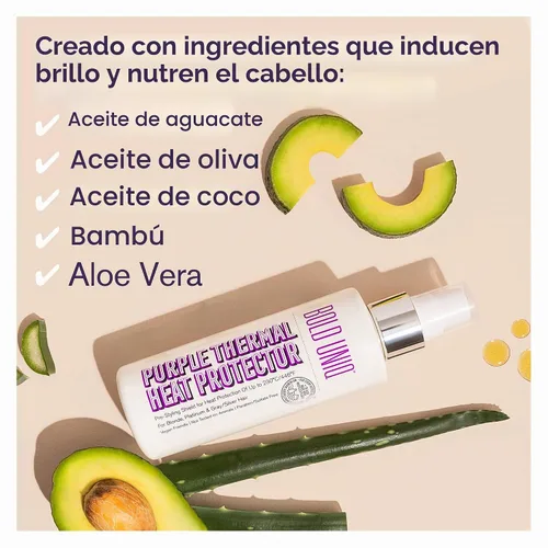 Vista 4 de Spray protector de calor formulado para cabello rubio, platino, ceniza y plata/gris. Fórmula profesional de protección térmica que minimiza