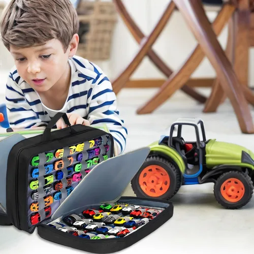 Vista 5 de Mi Ya Mi Lai 96 - Funda de almacenamiento para autos de juguete compatible con Hot Wheels Hotwheel Carrying Case for Hot Wheels Car,Matchbox Negro