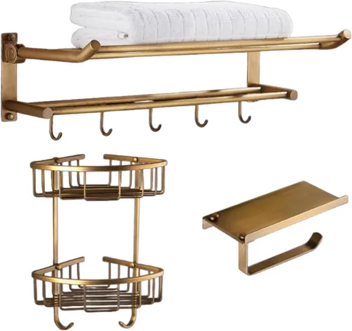 Vista 12 de High-End Retro Copper Bathroom Hardware Set – American and European Style Towel Rack Combination [Various Designs Available],Bath Towel Rack