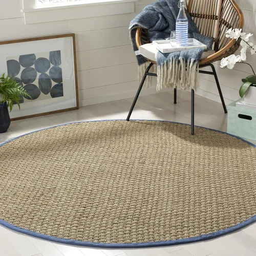 Vista 141 de SAFAVIEH Natural Fiber Collection NF114A - Alfombra de pasillo de hierba marina con patrón de tejido de cesta y borde, de 2 pies 6 pulgadas x 16