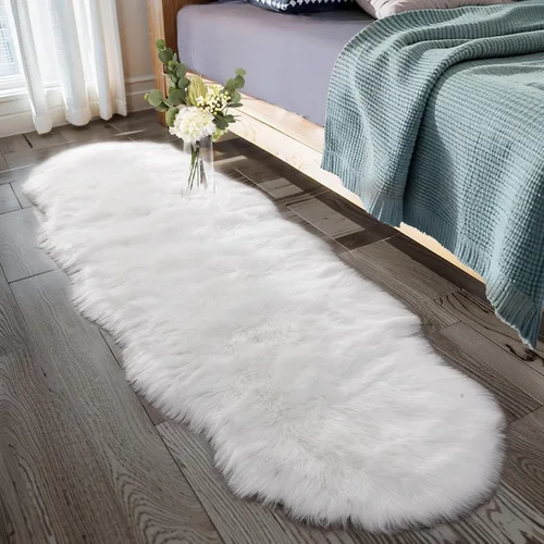 Vista 45 de Ciicool Alfombras de Piel de Oveja Sintética Suaves Alfombra de Piel Sintética Suave Beige Alfombra Esponjosa Funda para Silla y Sofá Alfombra