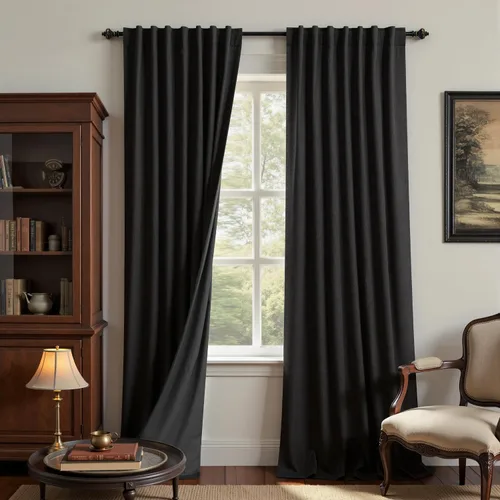 Vista 108 de KOUFALL - Cortinas de medio estilo francés de lino para ventana, juego de 2 cortinas cortas de 40 pulgadas de longitud, para privacidad, cortinas