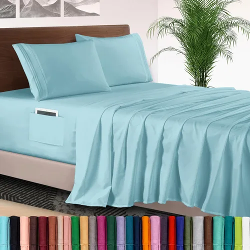 Vista 65 de Elegant Comfort - Juego de sábanas de lujo de 4 piezas - Ropa de cama de lujo de 1500 hilos, calidad de hotel prémium, microfibra, resistente a