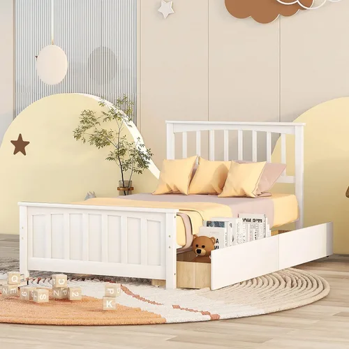 Vista 11 de Harper & Bright Designs Cama de plataforma de madera con cajones, marco de cama de tamaño individual con cabecero, cama de almacenamiento