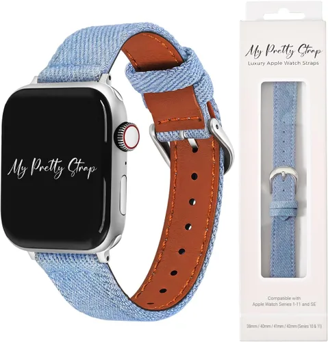 Vista 9 de My Pretty Strap - Correa compatible con Apple Watch, correa de lujo de cuero genuino para iWatch de repuesto - Se ajusta a la mayoría de muñecas