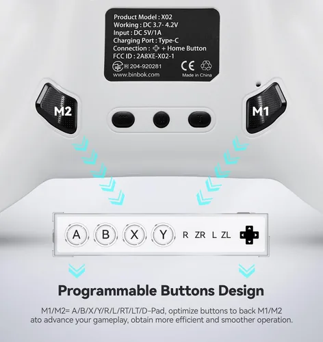 Vista 4 de BINBOKPLAY Wireless Switch Pro ControllerSwitch Controller for SwitchSwitch OLEDSwitch Lite, 8 Colors RGB Switch Gamepad Remote with ALPS Joystick