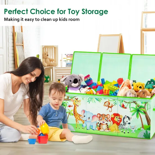 Vista 6 de Cofre de Juguetes Grande Organizador con Tapa Abatible para Niños, Caja de Almacenamiento de Juguetes Oxford Plegable con Asas para Niños y Niñas