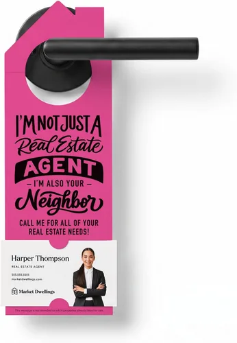 Vista 12 de Market Dwellings Perchas de puerta de bienes raíces para agentes – "I'm Not Just a Real Estate Agent, I'm Also Your Neighbor" – Perchas de puerta