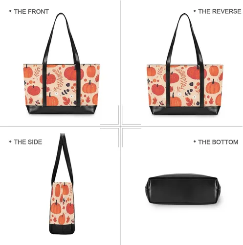 Vista 5 de Otoño Calabaza Profesional Portátil Bolso para Mujer con Cremallera Bolso de mano para Mujeres Trabajo para la Universidad con Tablet Maletín