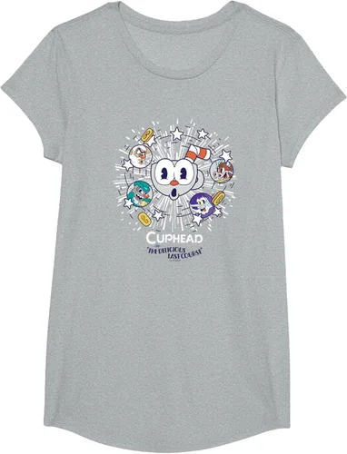Vista 18 de Cuphead: Camiseta The Delicious Last Course Cuphead Character Group, Azul Azul Pastel