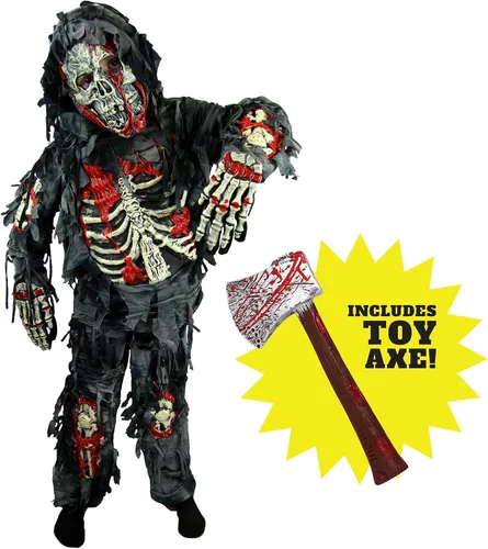 Vista 2 de Spooktacular Creations Disfraz de zombi para niños, disfraz de Halloween aterrador para niños, Halloween Negro