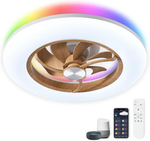 Vista 9 de Ventilador de Techo Orison con Luz - Ventilador de Techo Moderno de Montaje Empotrado Cerrado 57 cm LED Atenuable sin Aspas con Control Remoto