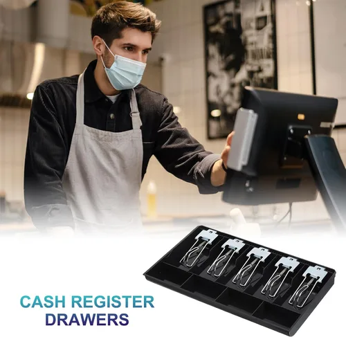 Vista 4 de PATIKIL Bandeja de dinero para caja registradora, bandeja de inserción de cajón, organizador portátil de caja de almacenamiento de dinero con clip