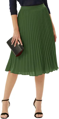 Vista 148 de GRACE KARIN - Falda plisada de gasa para mujer, con cintura alta y elástica, vuelo, corte acampanado y longitud por debajo de la rodilla