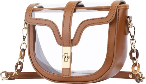 Vista 3 de KKXIU Bolso cruzado transparente para mujer, de piel vegana, aprobado para estadios, para concierto, al hombro, deportivo, bolso transparente