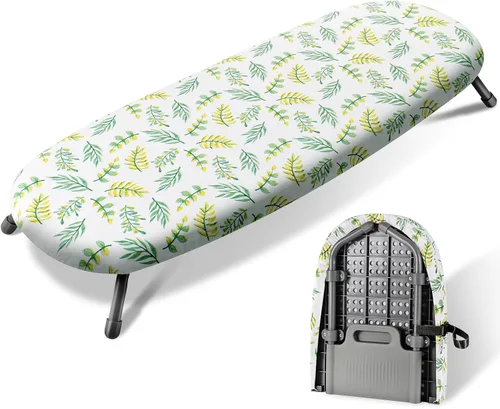 Vista 24 de SheeChung Tabla de Planchar Pequeña de Mesa 32" L x 12" A, Tabla de Planchar Plegable con Descanso para Plancha, Base de Metal de Malla, Funda