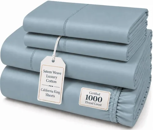 Vista 11 de CHATEAU HOME COLLECTION Juego de sábanas tamaño individual, sábanas de 1000 hilos tamaño individual de algodón, sábanas individuales de bolsillo 01