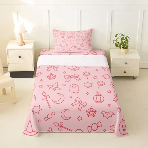 Vista 24 de Feelyou Cat Bed Sheets Set Twin Size Halloween Themed Bed Set Trick or Treat Deep Pocket Fitted Sheet Scaredy Cat Breathable Soft Lightweight