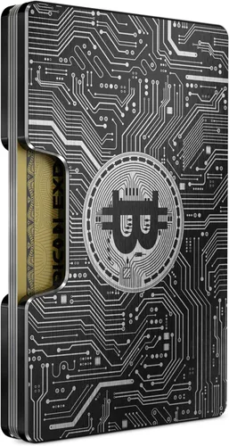 Vista 10 de Cartera de aluminio grabada para hombre, clip delgado para dinero y tarjetero con acabado grabado. Bloqueo RFID mejorado, carteras compactas, únicas