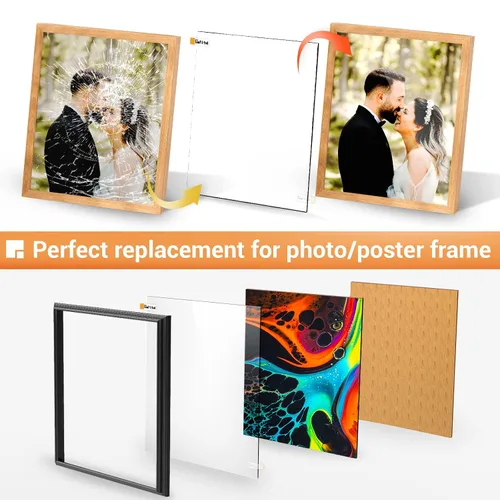 Vista 4 de Hojas de acrílico transparente de 0.079 in de grosor, paquete de 6 paneles de plexiglás con película protectora, tablero en blanco de plástico