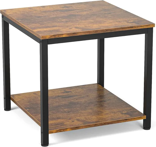 Vista 10 de Homieasy Mesa Auxiliar Cuadrada de 20 Pulgadas, Mesa de Centro de Café y Té de 2 Niveles, Mesitas de Noche para Sofá, Sillón, Cama, Mesa Auxiliar