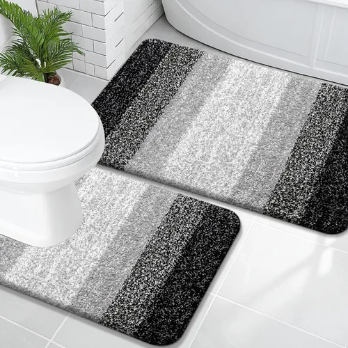 Vista 30 de OLANLY - Juego de tapetes para baño de 2 piezas, de microfibra, suaves y absorbentes, antideslizantes, lavables a máquina y para secadora, felpudos