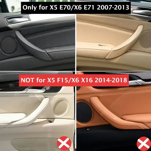 Vista 3 de Conjunto de manija de puerta de cuero para lado del pasajero izquierda/derecha, manija de repuesto para BMW X5 E70 X6 E71 E72 2007-2013