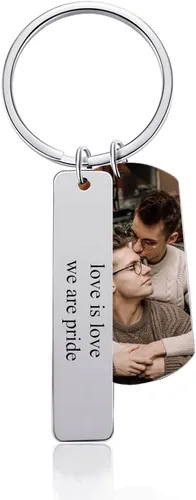 Vista 2 de Llavero personalizado con imagen Llavero grabado personalizado para pareja, padre, novio, hombres, marido regalos