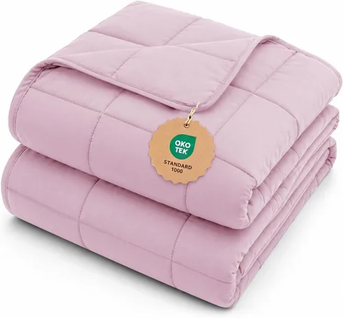 Vista 28 de L'AGRATY Manta con peso de 5 libras, para regazo, manta pequeña y portátil para adultos, refrescante, para viajar, relajarse y dormir, para todas
