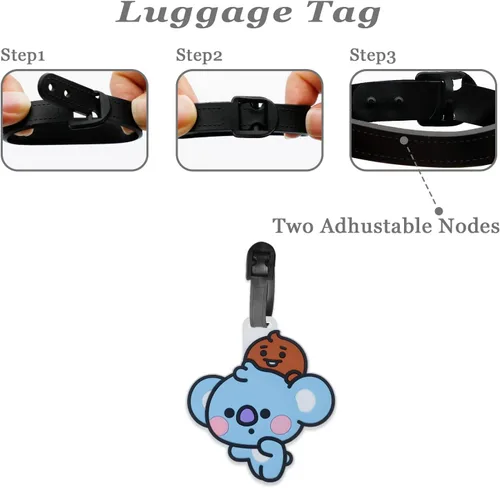 Vista 3 de Kpop - Etiqueta de equipaje del ejército TATA Cooky MANG CHIMMY SHOOKY RJ KOYA con correa de cinturón de silicona, regalo 7