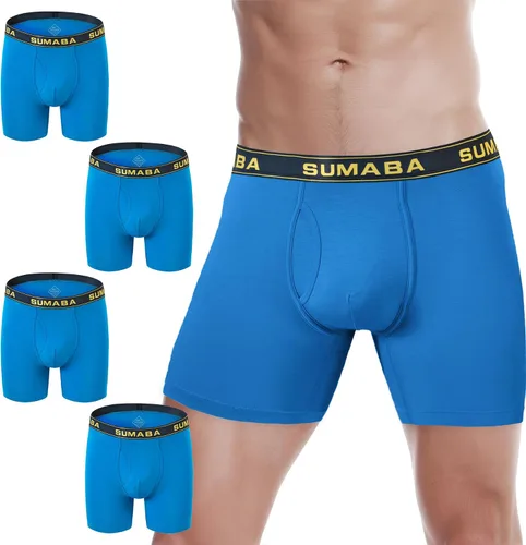 Vista 43 de SUMABA Calzoncillos tipo bóxer de pierna larga para hombre, con bolsa que no se suben para hombre 1 paquete: verde militar02