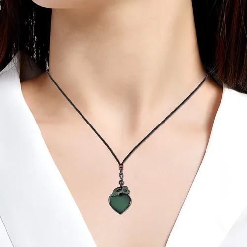 Vista 3 de Yatming - Colgante de piedra de obsidiana hecha a mano para hombres y mujeres, colgante de cristal curativo de amuleto talismán