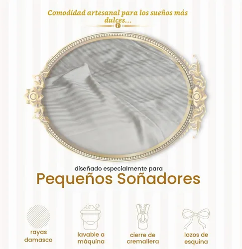 Vista 3 de Funda de edredón protectora para edredón de niños pequeños, 100% algodón, con cremallera para bloquear el edredón del polvo, se adapta a cuna