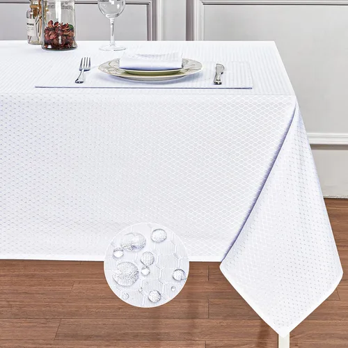 Vista 12 de Mantel redondo de poliéster resistente al agua y las manchas, lavable, mantel de tela para mesa de cocina y comedor