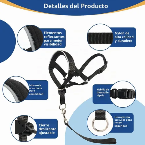 Vista 4 de BARKLESS Collar de cabeza para perros, sin tirones de la cabeza para perros grandes, medianos y pequeños, para perros con correa de seguridad