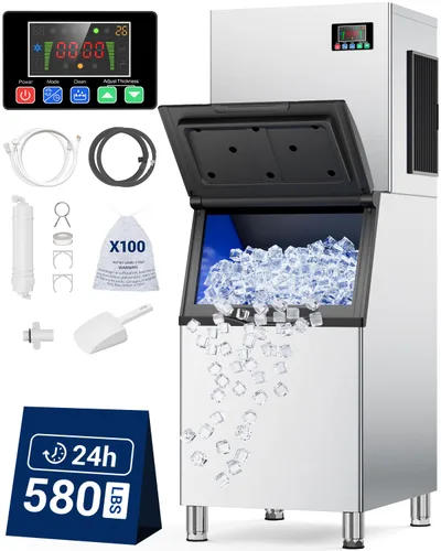 Vista 11 de Máquina comercial para hacer hielo, 760 LBS/24h con contenedor de Grey