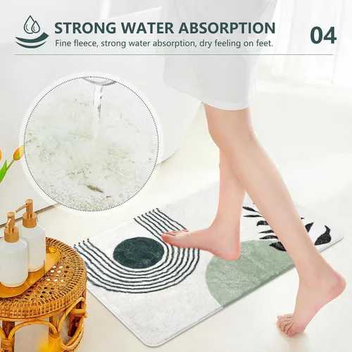 Vista 7 de APROPHIC Alfombras de baño bohemias de 17 x 24 pulgadas para decoración de baño, tapete de baño antideslizante de microfibra de felpa absorbente