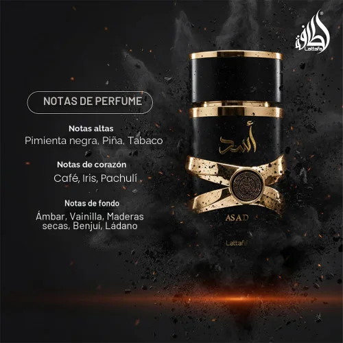 Vista 7 de Lattafa Perfume Importado de Larga Duración de Lujo en Spray Asad Premium Fragancias Refrescantes de Oud y Almizcle Eau De Parfum 100 ml Perfume