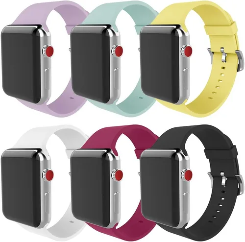 Vista 8 de Compatible con Apple Watch Band de 1.496 in 1.575 in 1.614 in 1.654 in 1.732 in 1.772 in 1.929 in, correa deportiva de silicona suave de repuesto