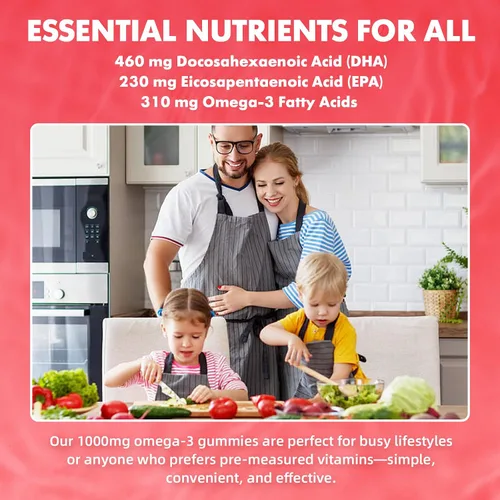 Vista 7 de Gomitas veganas Omega-3 de 1000 mg, alternativa al aceite de pescado Omega 3 para adultos, DHA a base de plantas de 460 mg y EPA 230 mg con vitamina