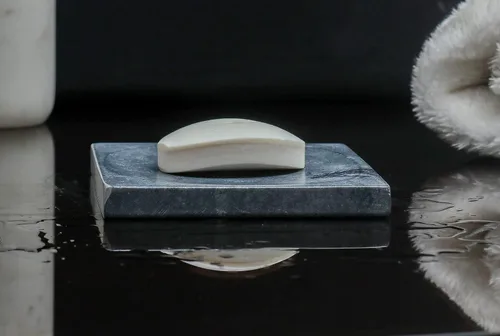 Vista 7 de Crocon Soporte para platos de mármol, jabonera de diseño sólido para baño, cocina y encimeras, caja de accesorios decorativos de lujo