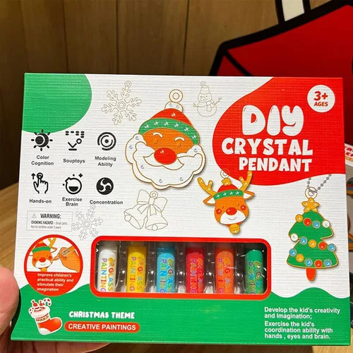 Vista 7 de Juego de manualidades y manualidades de pintura de cristal, kit de pintura de cristal, arte de bricolaje para niños, kit de llaveros de pintura