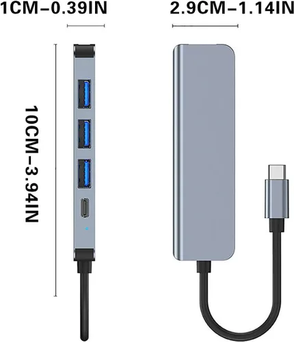 Vista 3 de Hub USB multiUSB Splitter 5Gbps USB 3.0 Extensor Hub con 4 puertos, cable de extensión USB súper velocidad HUB Splitter Expansión para mouse Flash