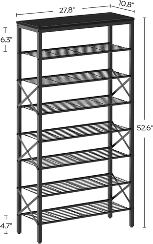 Vista 3 de YATINEY Zapatero de 8 niveles, organizador de almacenamiento de zapatos de gran capacidad que sostiene 32 pares, resistente y estable, para entrada