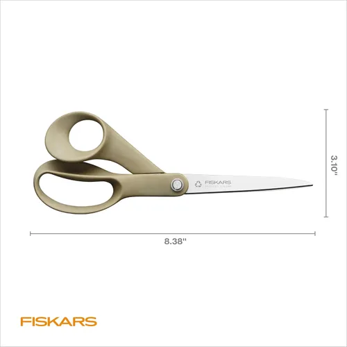 Vista 6 de Fiskars Tijeras de tela reciclada de 8 pulgadas - Tijeras de artesanía sostenibles y afiladas para costura - Corte de tela - Beige