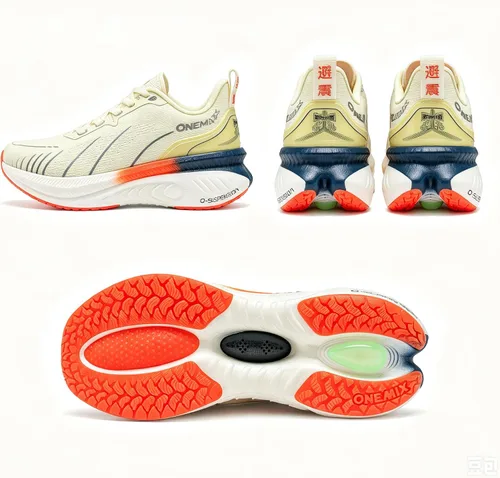 Vista 3 de ONEMIX - Tenis deportivos para correr, transpirables, de malla, acolchados, de estabilidad Beige