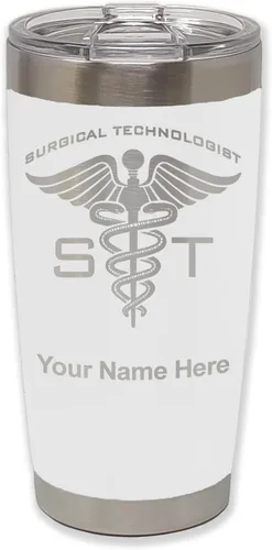 Vista 31 de LaserGram Vaso aislado al vacío de 20 onzas, ST Surgical Technologist, grabado personalizado incluido (gris)