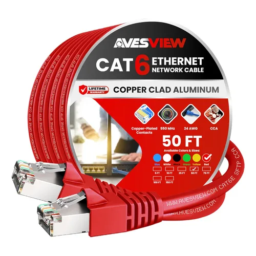 Vista 20 de Cable Ethernet blindado CAT 6 de 5 pies, para interiores de alta velocidad (SFTP) 10 Gbps blindado sin enganches, cable Ethernet de 5 pies para Negro