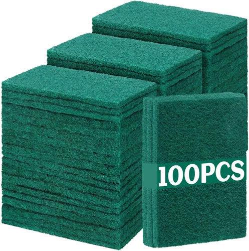 Vista 8 de Hoolerry 100 piezas de almohadillas resistentes para fregar que no rayan, almohadillas de limpieza domésticas para limpiar, estropajo reutilizable